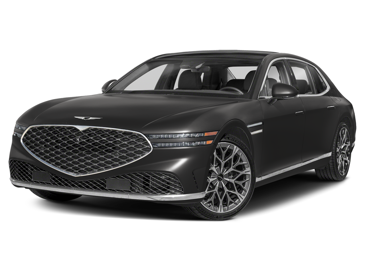 2026 Genesis G90 3.5T e-SC in Vik Black — front three-quarter view