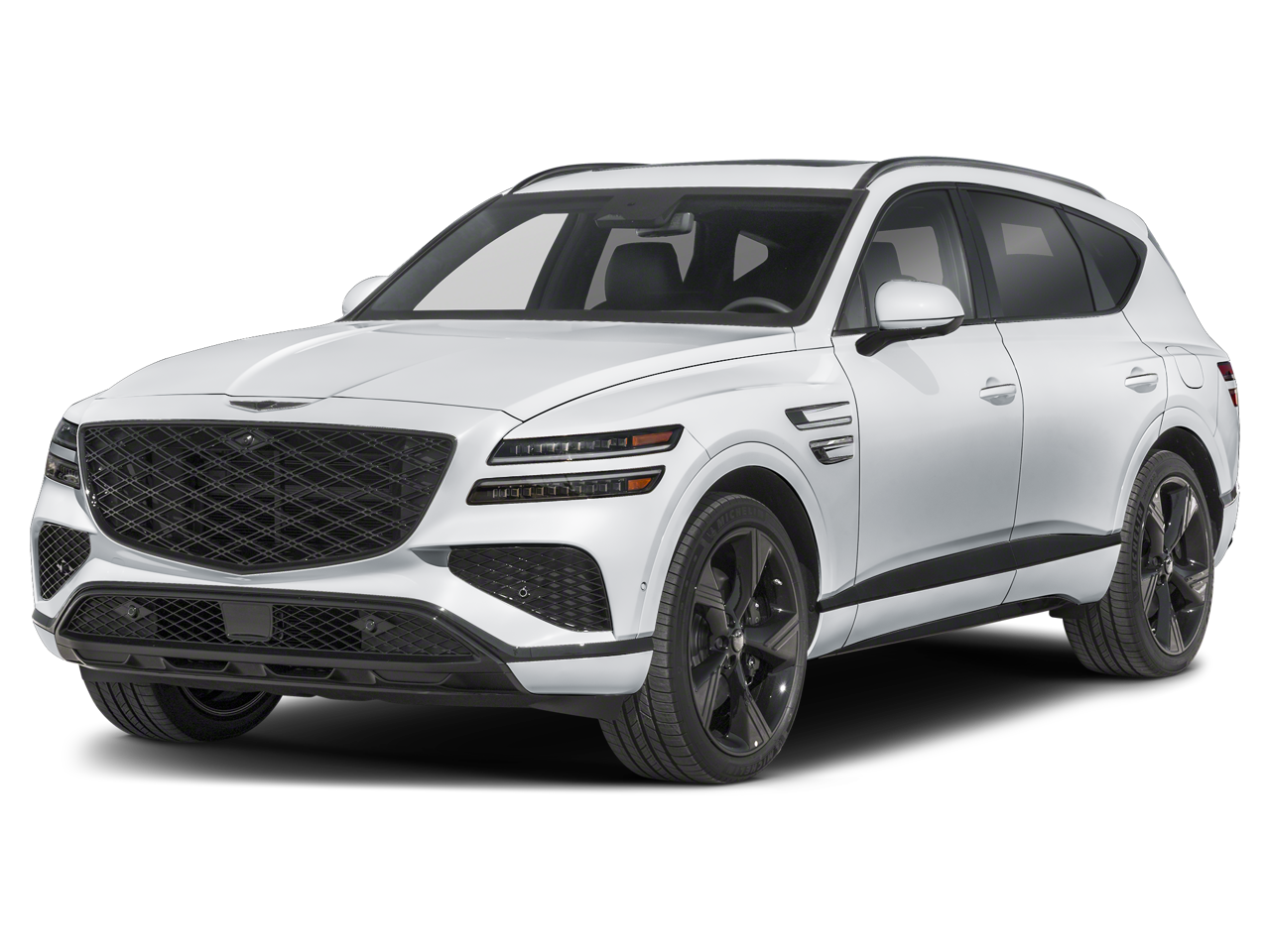 2026 Genesis GV80 3.5T PRESTIGE BLACK in Uyuni White — front three-quarter view