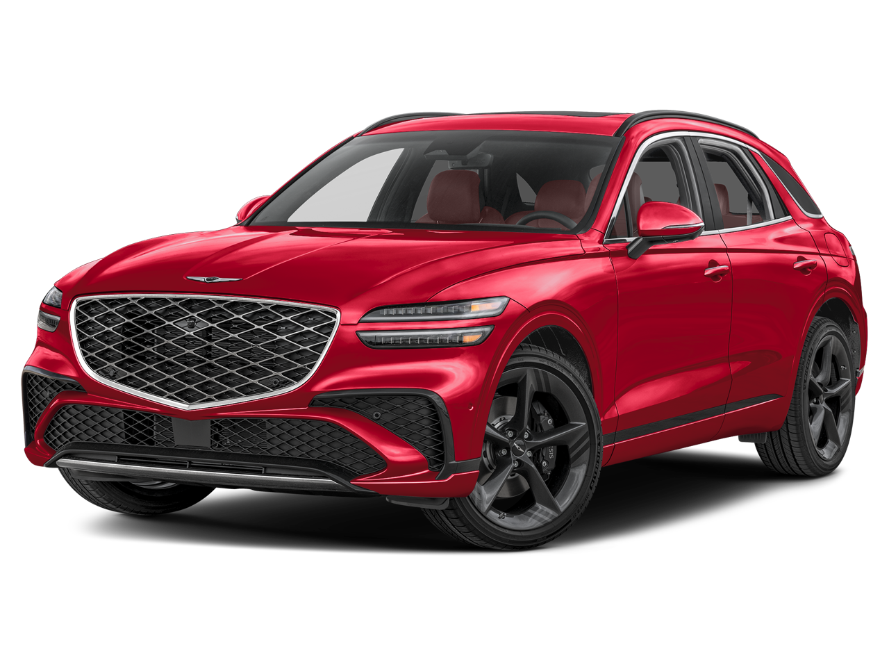 2026 Genesis GV70 2.5T Sport Prestige in Mauna Red — front three-quarter view