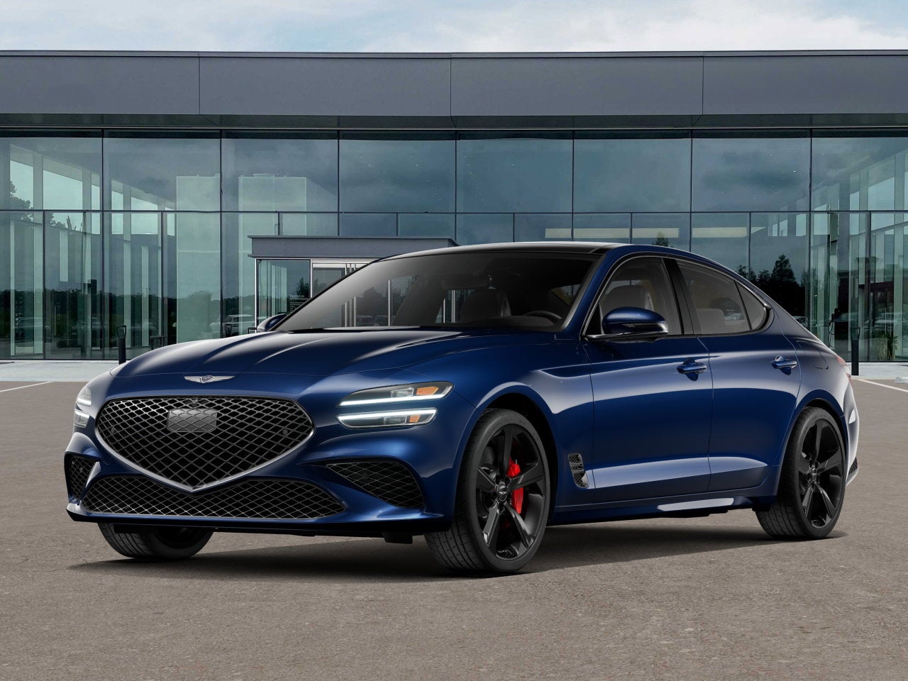2026 Genesis G70 3.3T Sport Prestige in Capri Blue — front three-quarter view