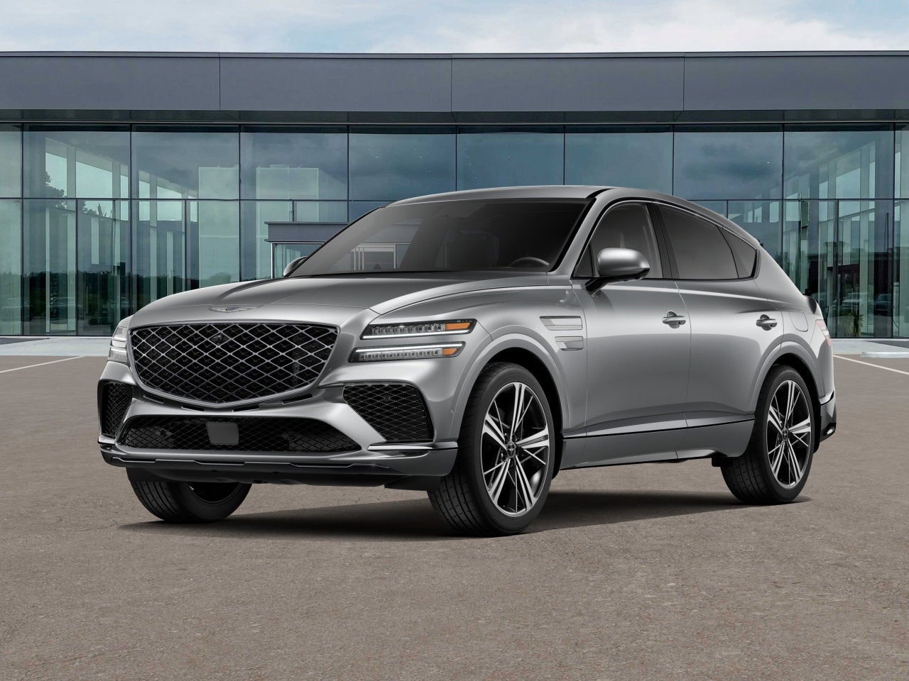 2026 Genesis GV80 Coupe 3.5T e-SC in Savile Silver — front three-quarter view